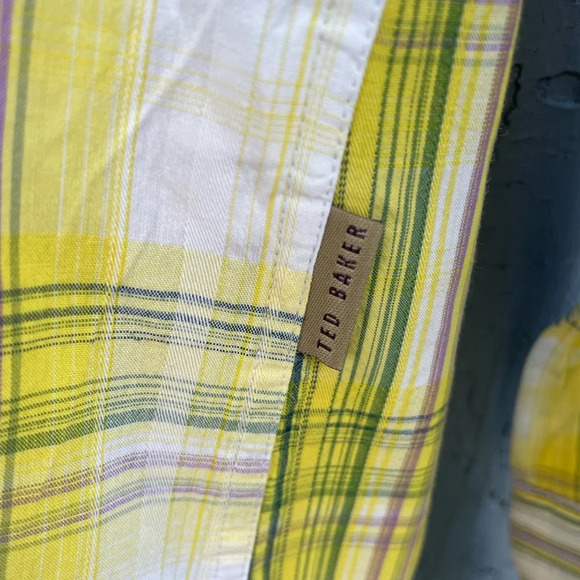 Ted Baker Yellow  plaid “parag” Buttondown, size Ted 3 (Medium) - Picture 6 of 12